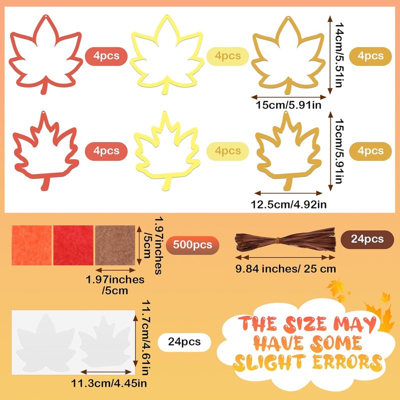 Chiisong 24 Sets Maple Crafts Kit DIY Tissue Paper Sign Crafts for Back to School Fall Harvest Thanksgiving Religious Christian Party Fun Home Actives - Image 2